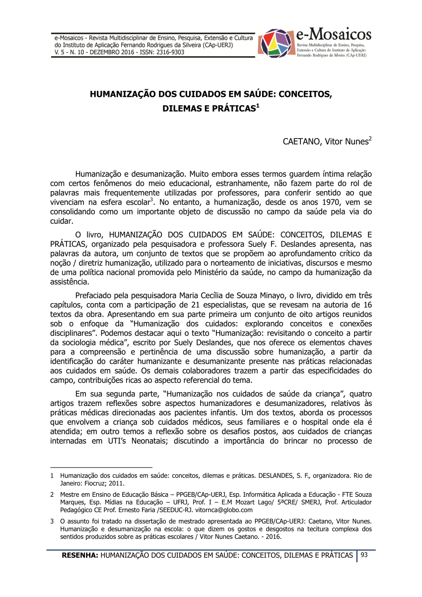 Pdf HumanizaÇÃo Dos Cuidados Em SaÚde Conceitos Dilemas E PrÁticas 9105