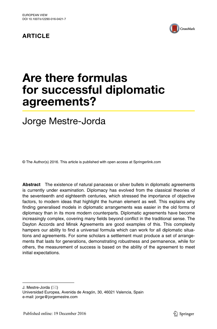 dissertation on diplomatic agreements say