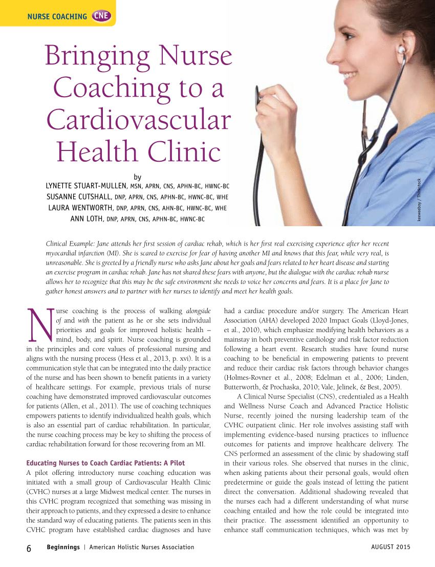 PDF) Bringing Nurse Coaching to a Cardiovascular Health Clinic