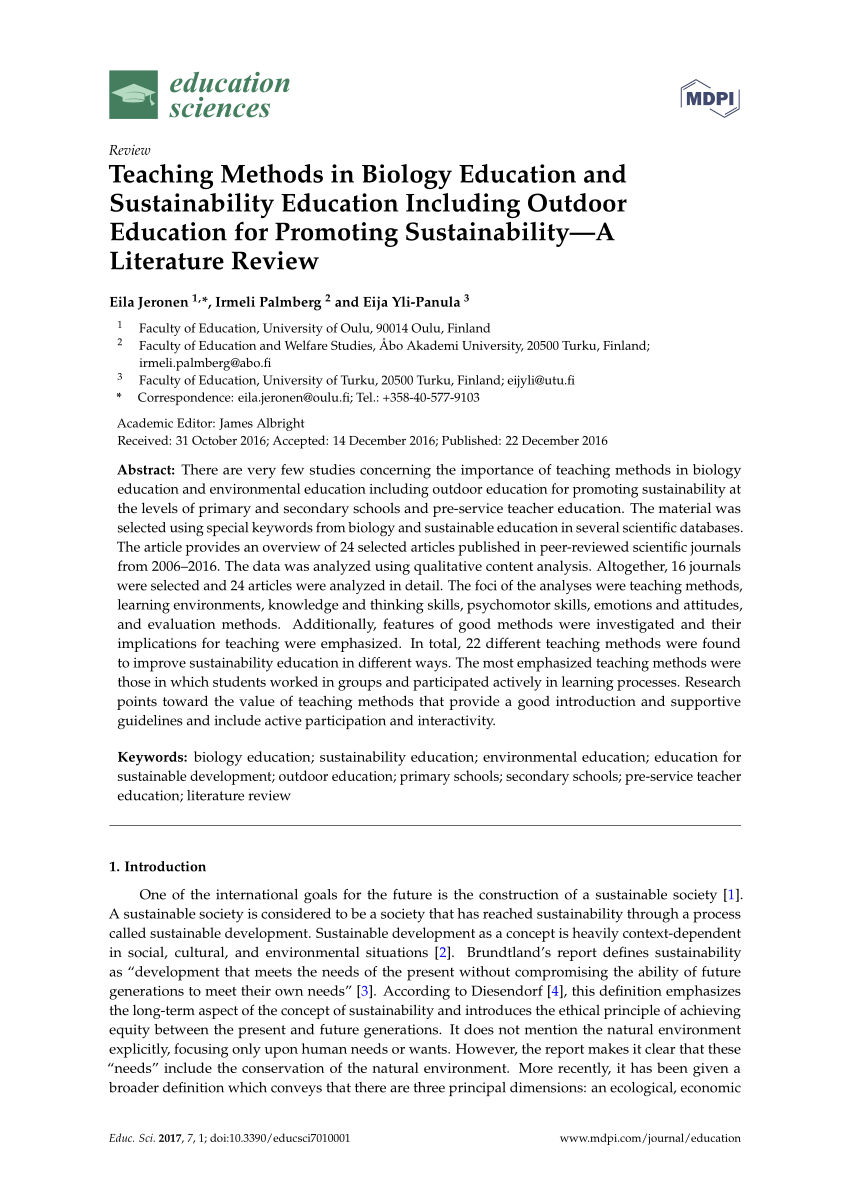 sustainability education literature review
