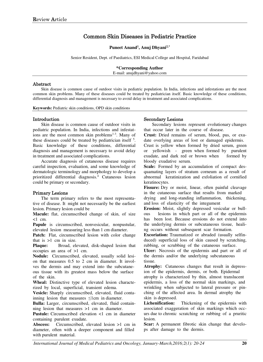 (PDF) Common Skin Diseases in Pediatric Practice