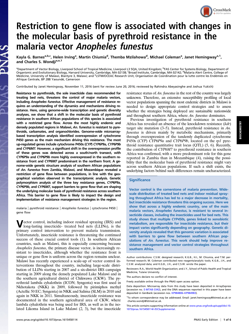 Pdf Restriction To Gene Flow Is Associated With Changes In The