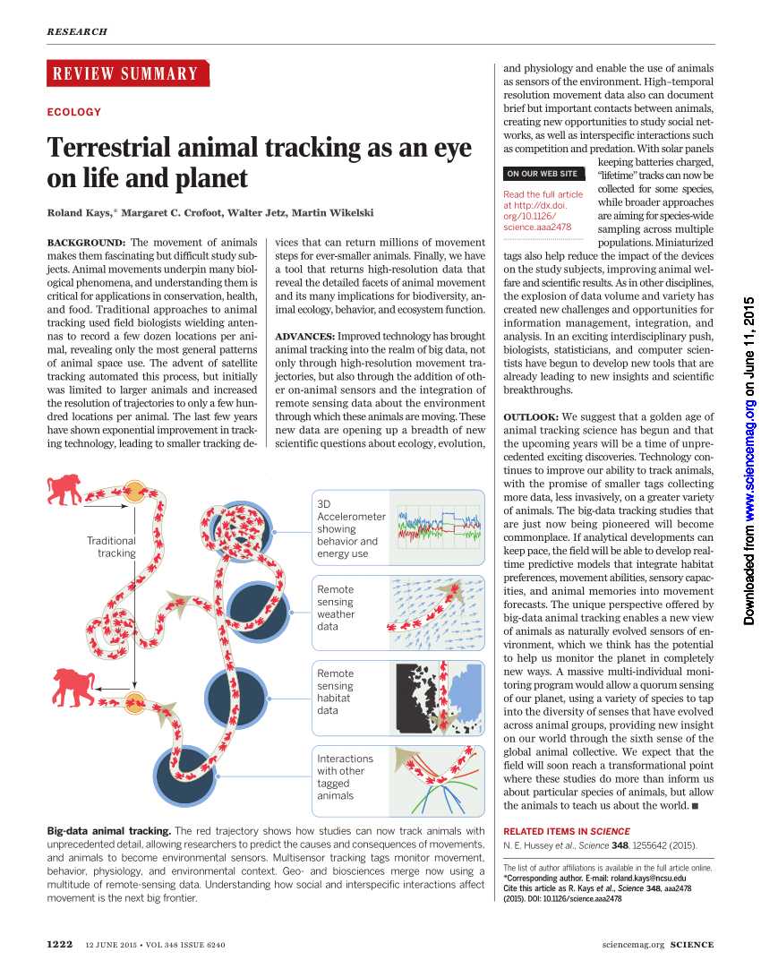 PDF) Terrestrial animal tracking as an eye on life and planet