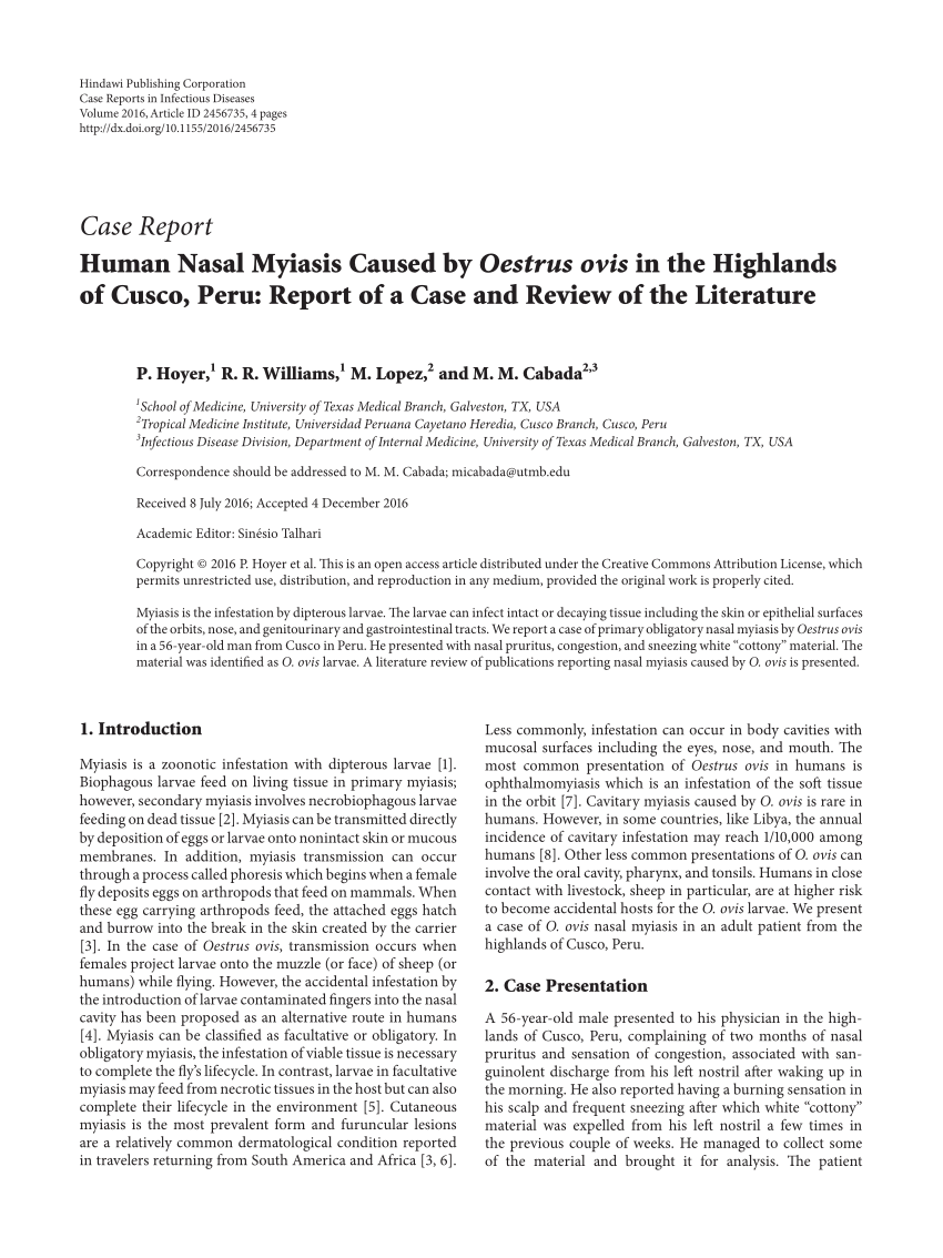 PDF] A CASE OF NASAL MYIASIS DUE TO OESTRUS OVIS ( NASAL BOT FLY ) IN A  NELLORE SHEEP