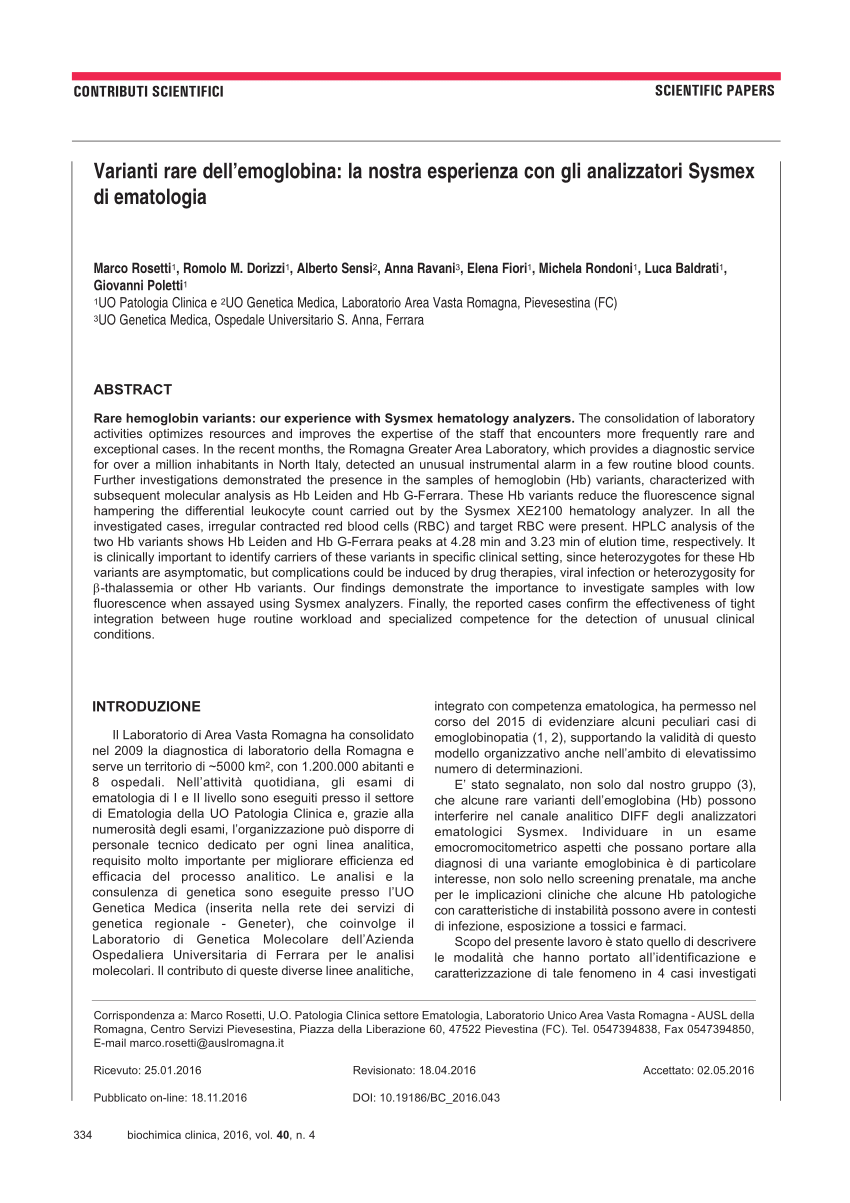 Nuovi parametri strumentali – Ematologia in Progress