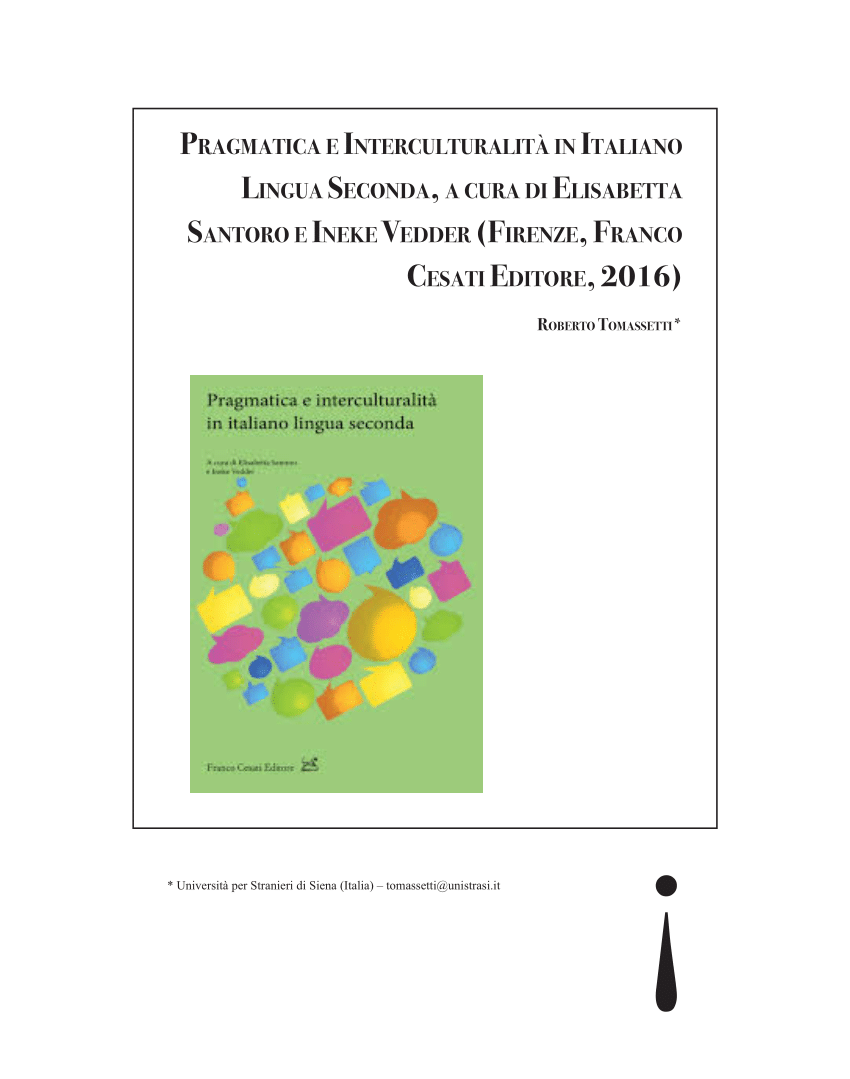 PDF) La pragmatica nei manuali d'italiano L2: una prima indagine sull'atto  linguistico del ringraziare