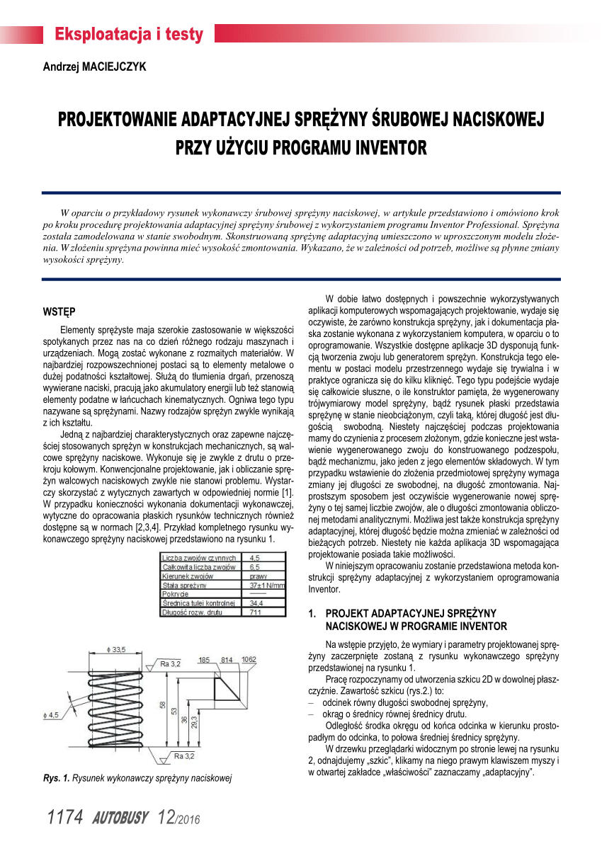 Pdf Projektowanie Adaptacyjnej Sprężyny śrubowej Naciskowej