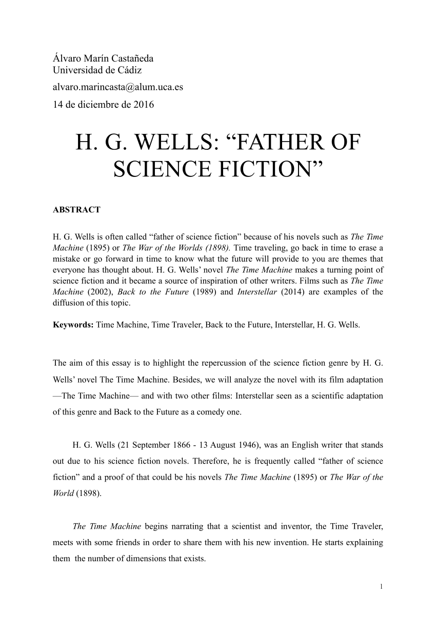 PDF) H. G. WELLS: “FATHER OF SCIENCE FICTION”