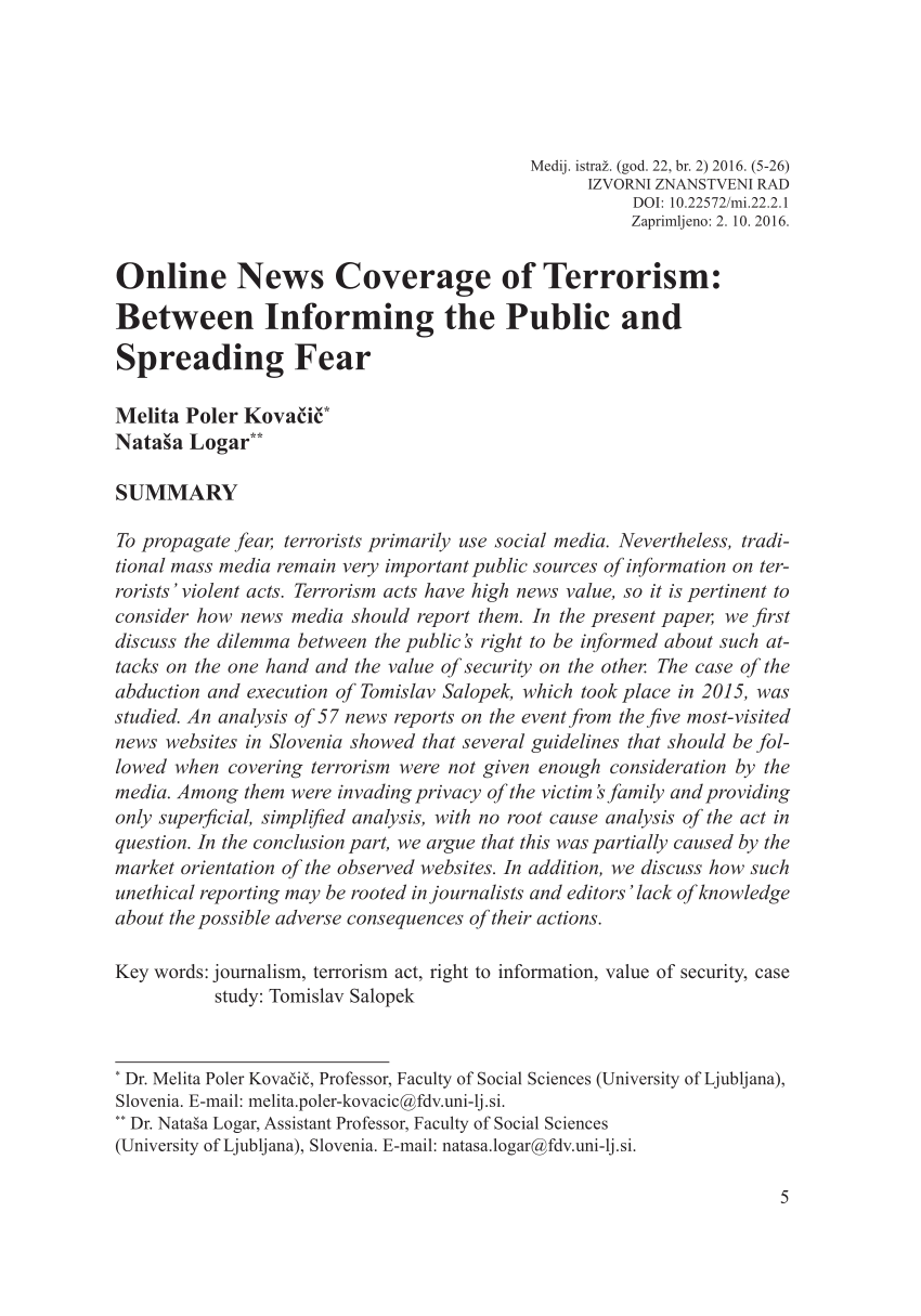 research report about terrorism