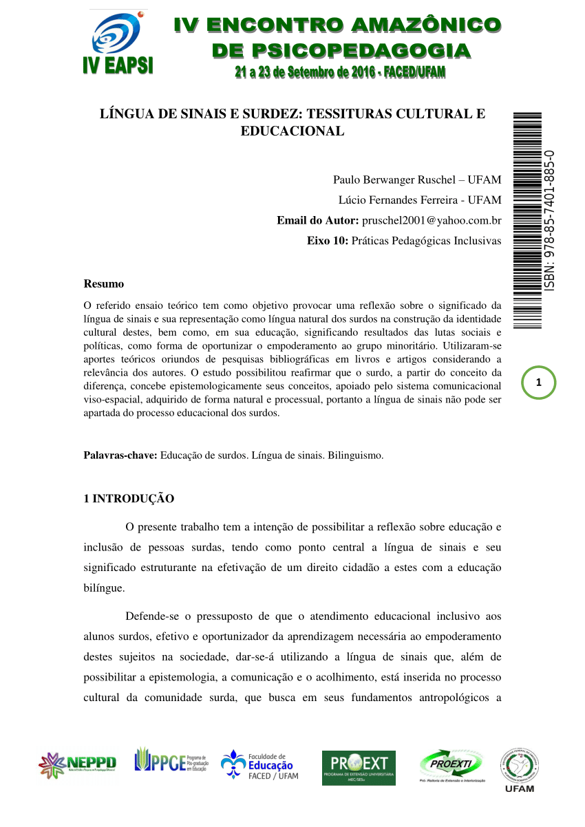 PDF) A INCLUSÃO ESCOLAR DA PESSOA SURDA E A FORMAÇÃO DE PROFESSORES