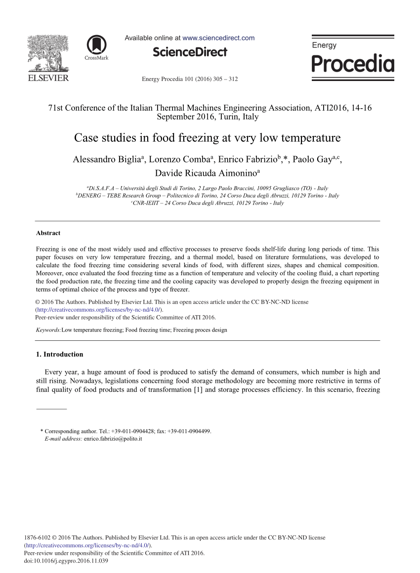 Pdf Case Studies In Food Freezing At Very Low Temperature