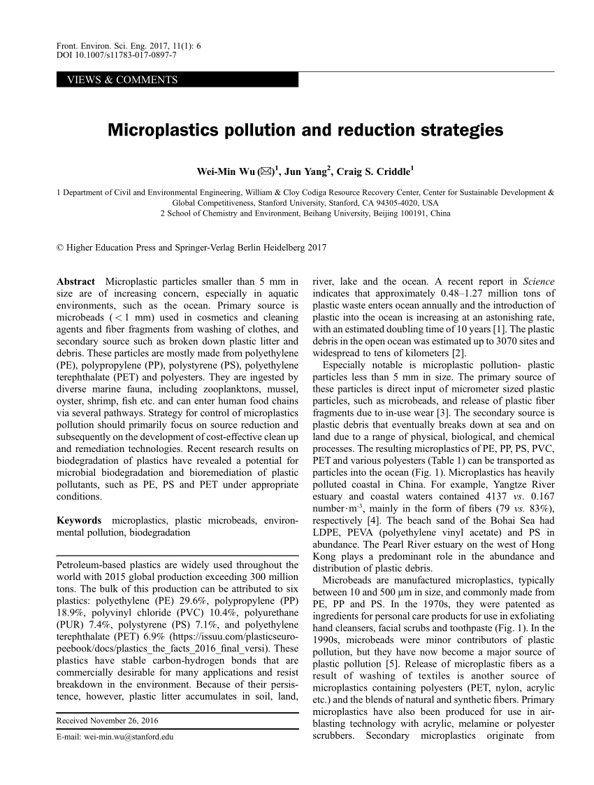 microplastic pollution research paper