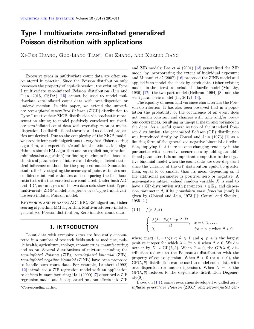 PDF) Type I multivariate zero-inflated generalized Poisson 