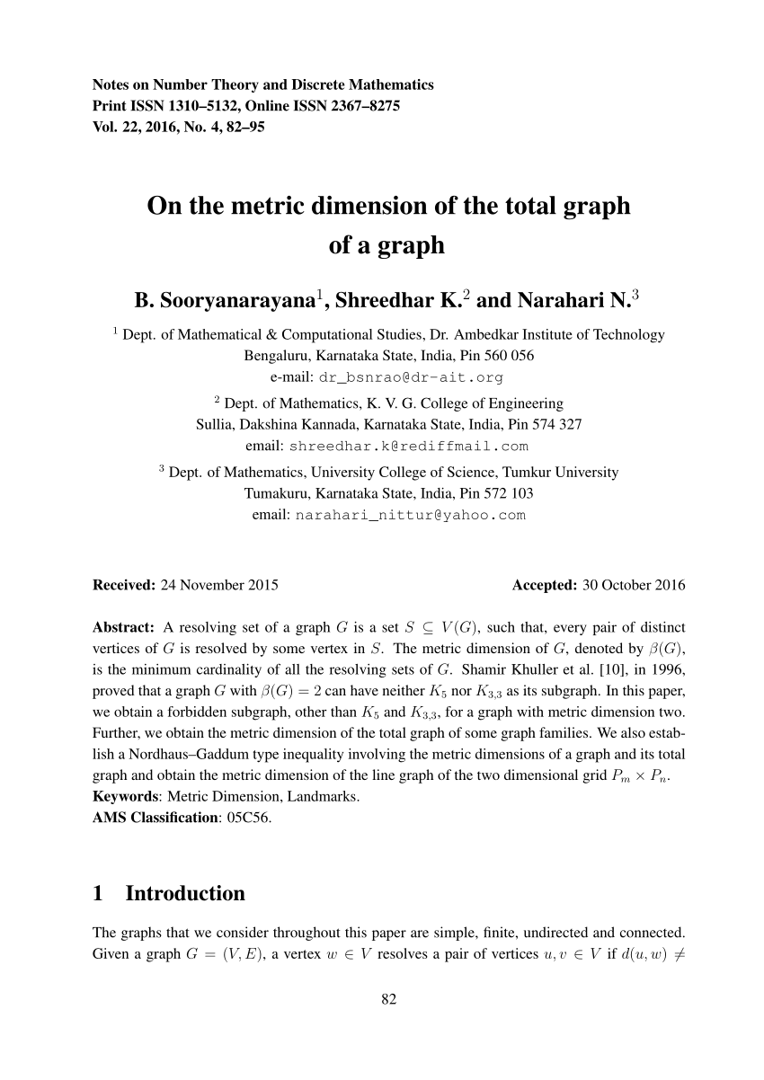 Pdf On The Metric Dimension Of The Total Graph Of A Graph