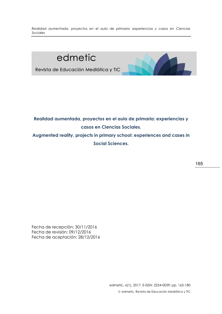 Pdf Realidad Aumentada Proyectos En El Aula De Primaria Experiencias Y Casos En Ciencias Sociales