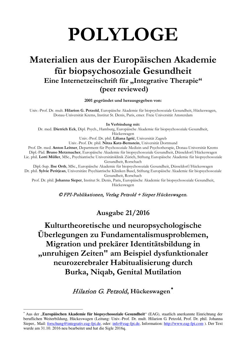 PDF) Kulturtheoretische und neuropsychologische berlegungen zu ...