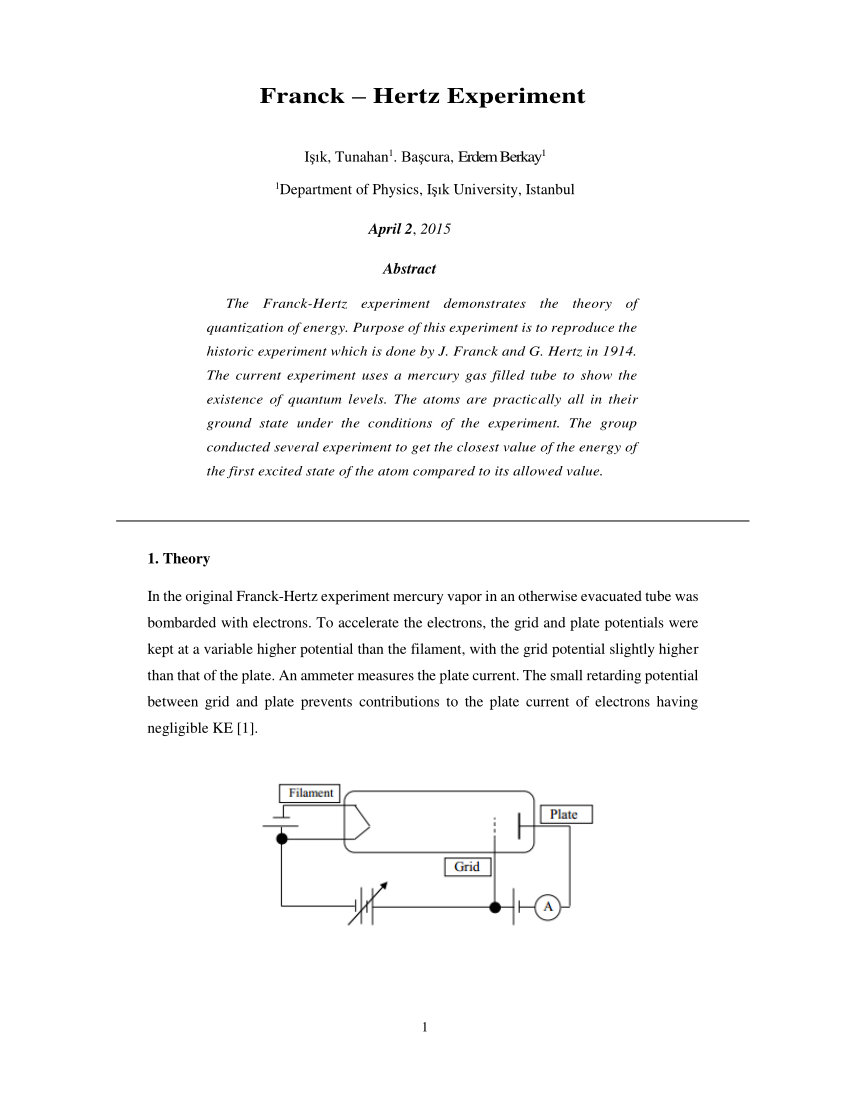 franck hertz experiment original paper