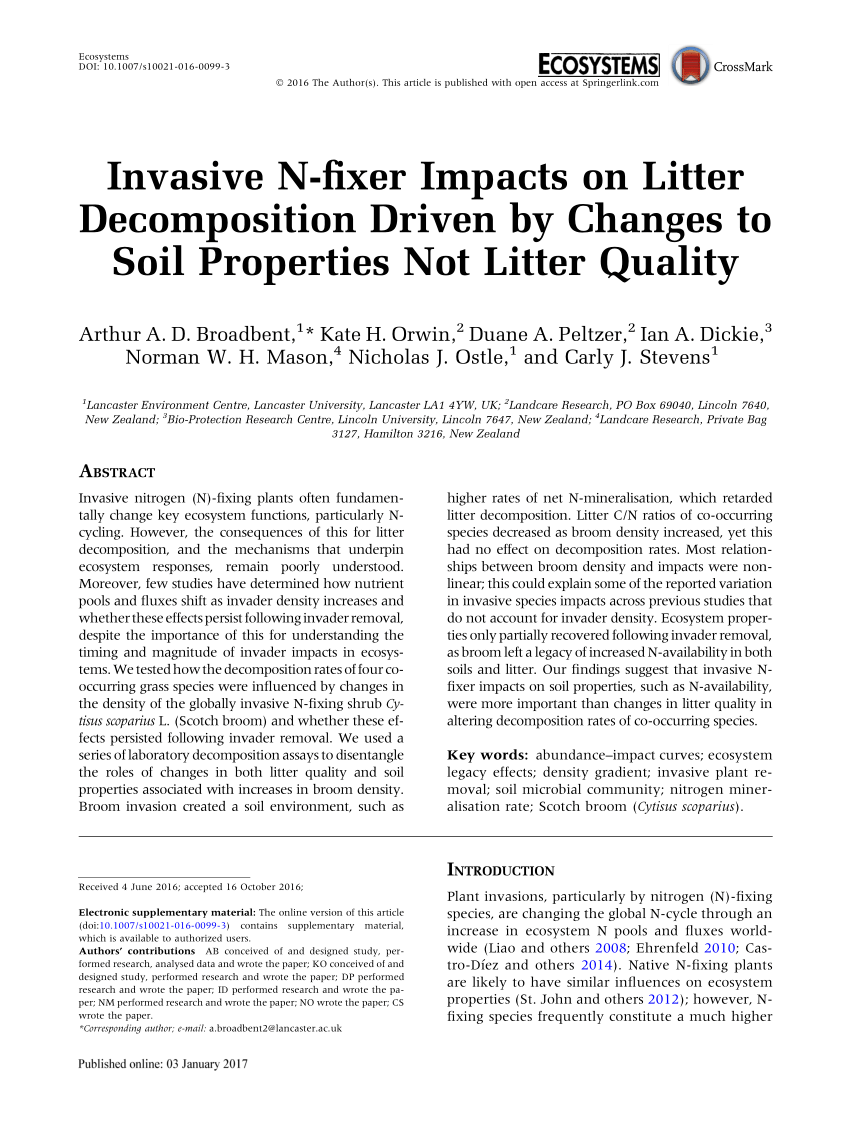 PDF) Invasive N-fixer Impacts on Litter Decomposition Driven by ...