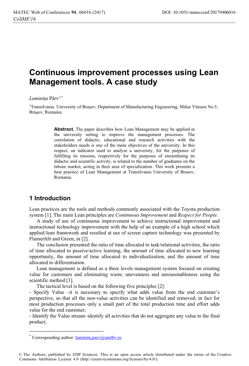 case study on continuous improvement