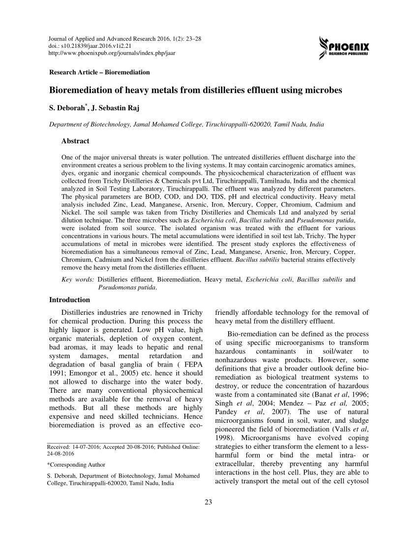 research paper on bioremediation