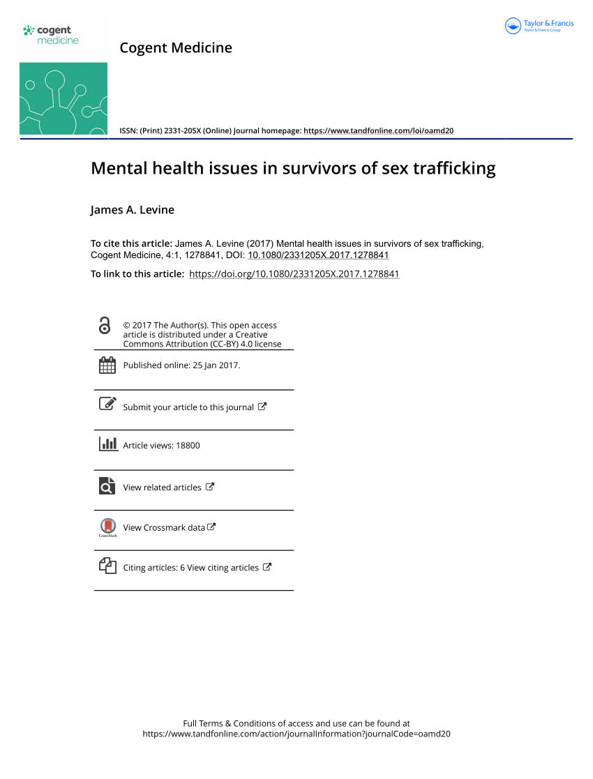 PDF Mental health issues in survivors of sex trafficking