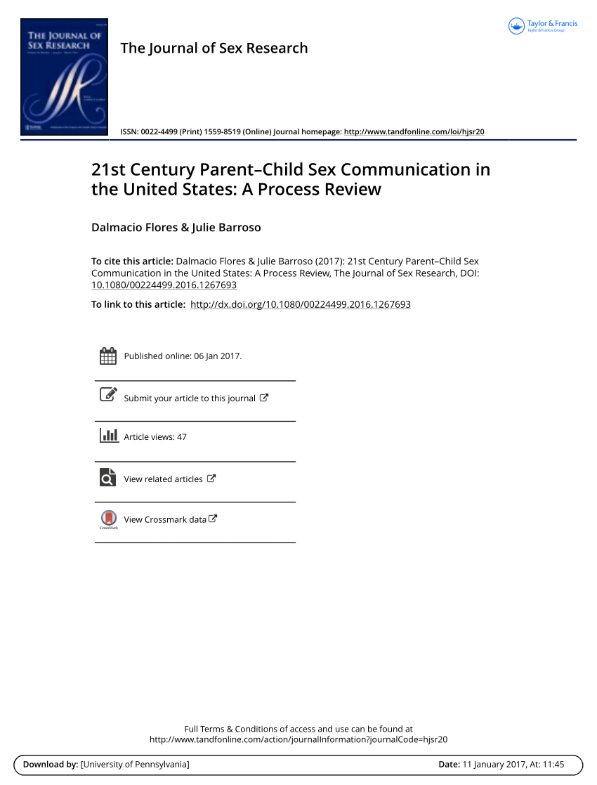 PDF) 21st Century Parent-Child Sex Communication in the United States: A  Process Review