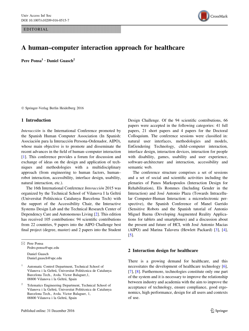PDF) A human-computer interaction approach for healthcare