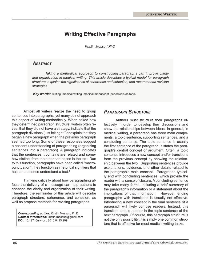 PDF) Writing Effective Paragraphs