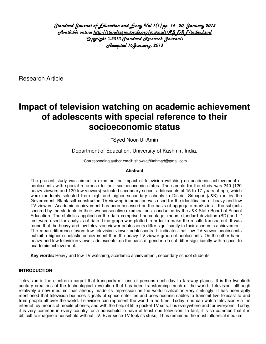 essay the effects of watching television on adolescents