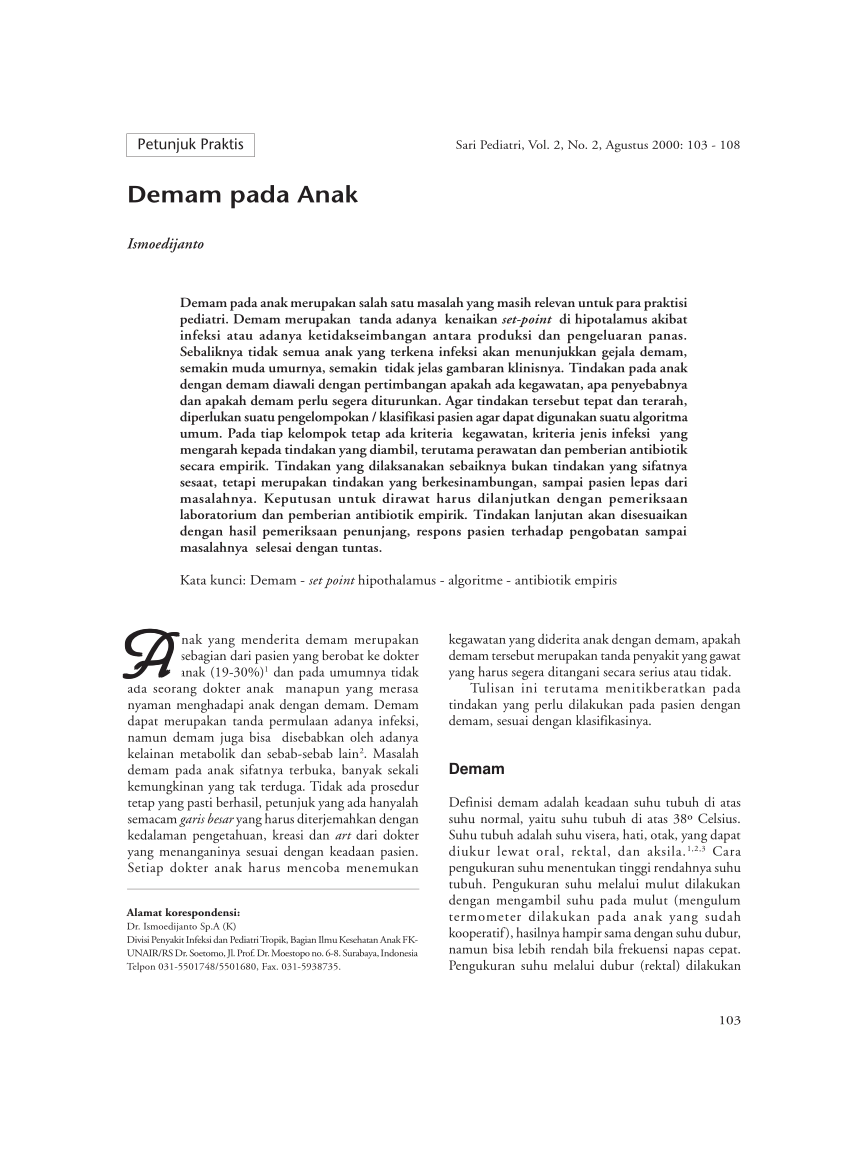 Pdf Demam Pada Anak