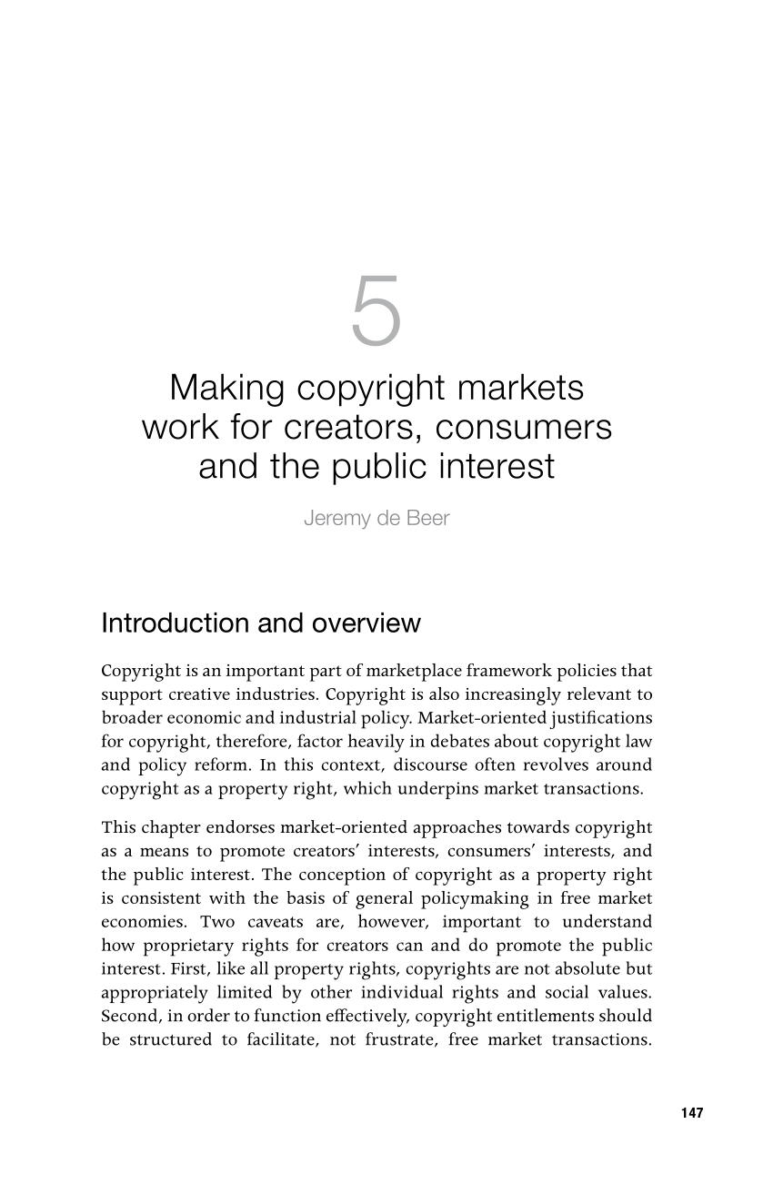 PDF) Making Copyright Markets Work for Creators, Consumers and the