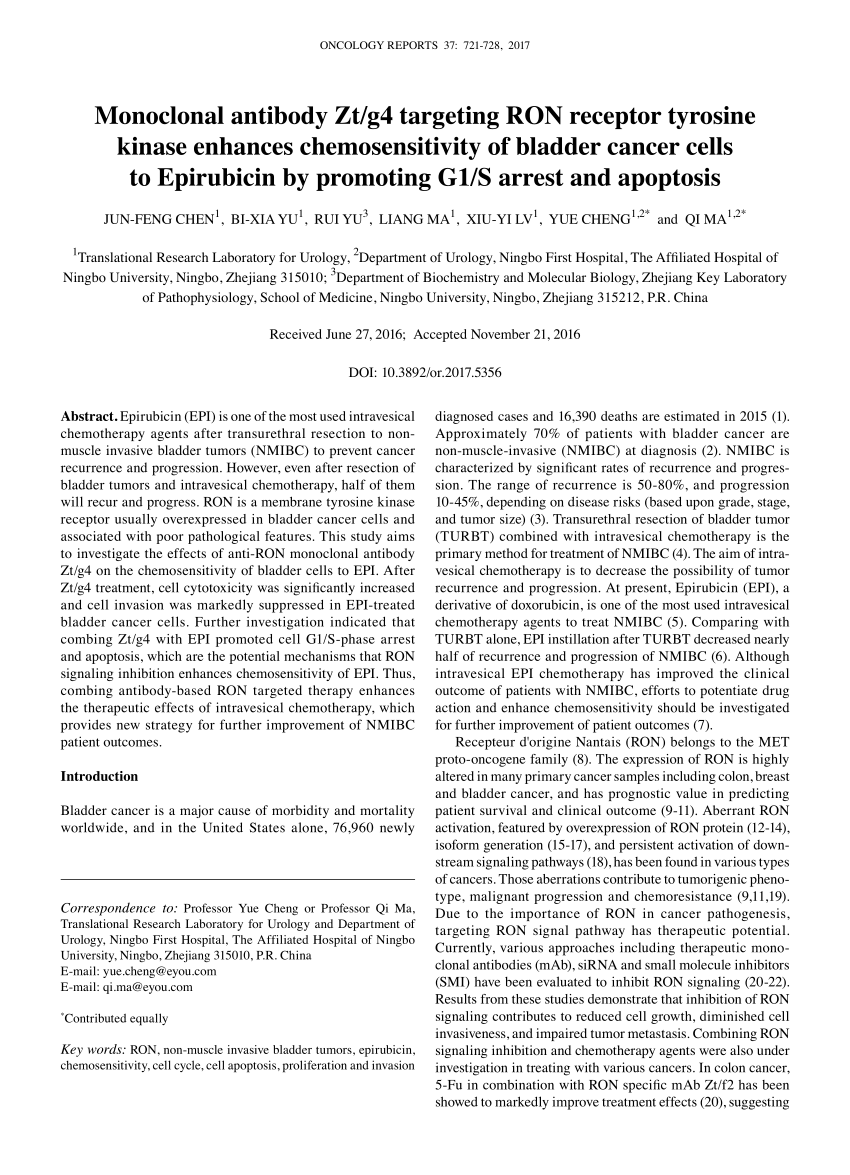 (PDF) Targeting RON receptor tyrosine kinase for treatment 