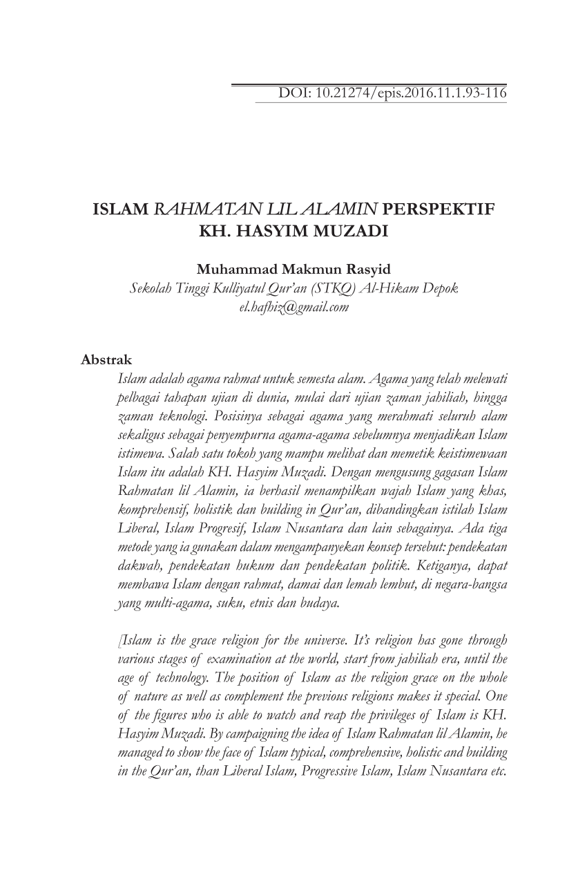 PDF Moderasi Hukum Islam Dalam Pemikiran Ahmad Hasyim Muzadi