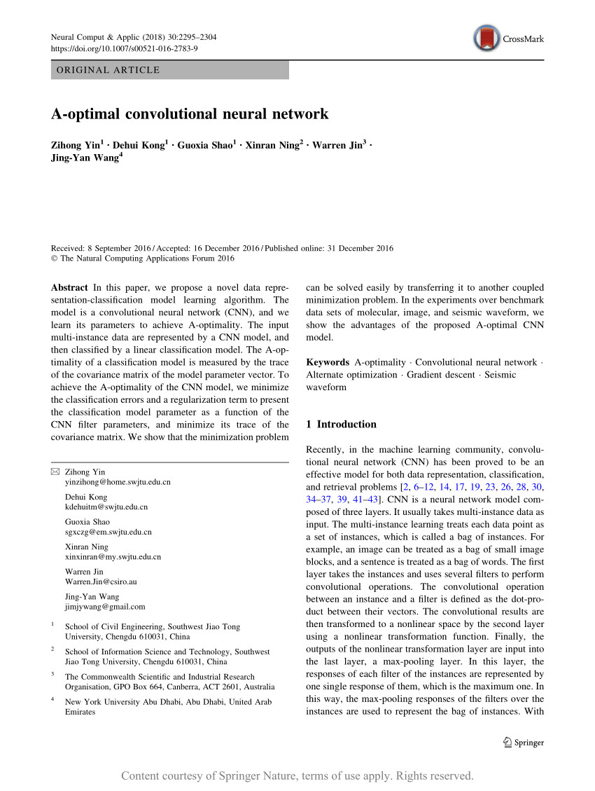 convolutional neural network research paper pdf