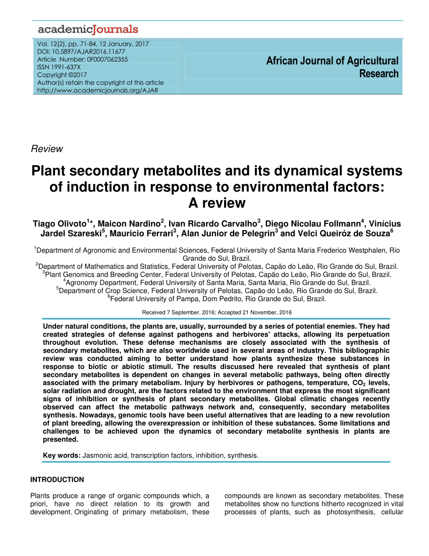PDF) Plant secondary metabolites and its dynamical systems of 