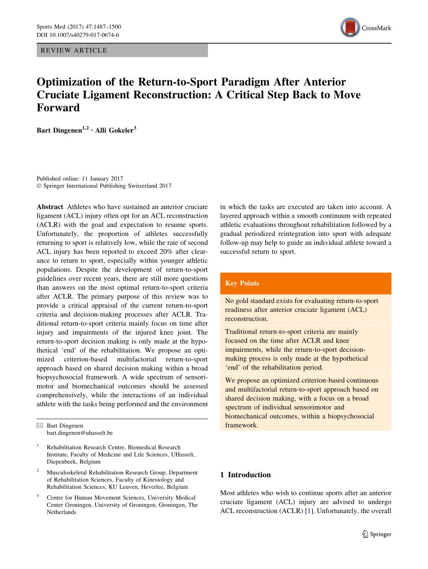 PDF) Optimization of the Return-to-Sport Paradigm After Anterior