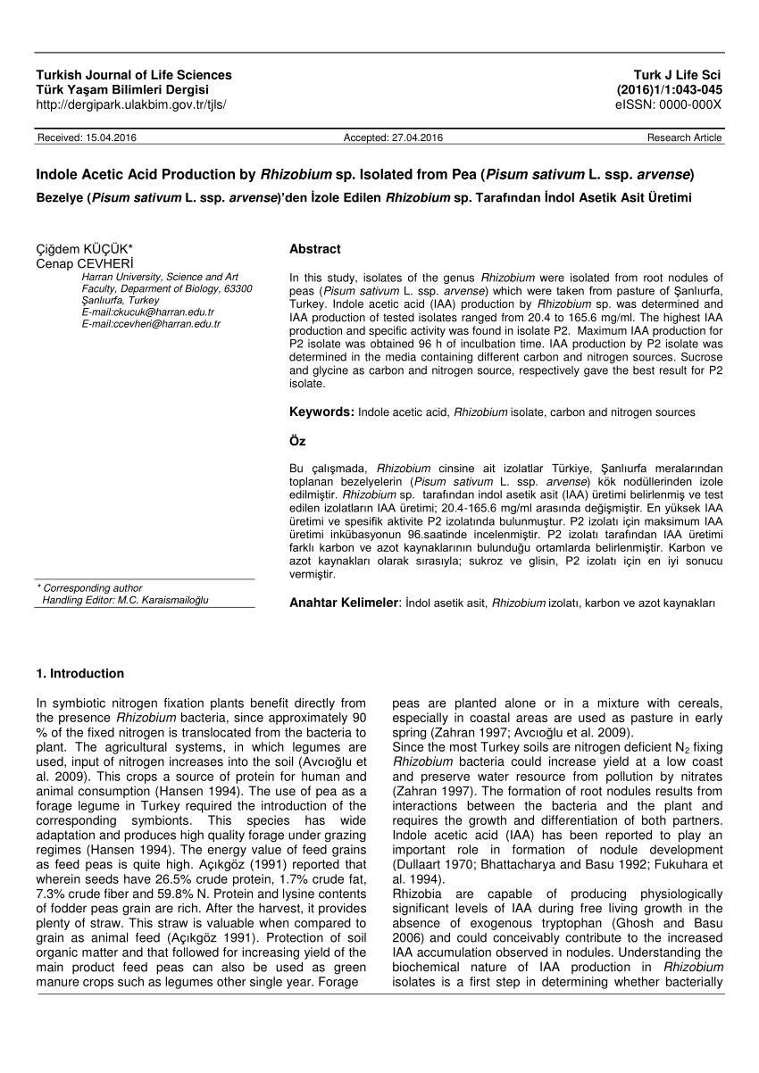 (PDF) Turkish Journal of Life Sciences