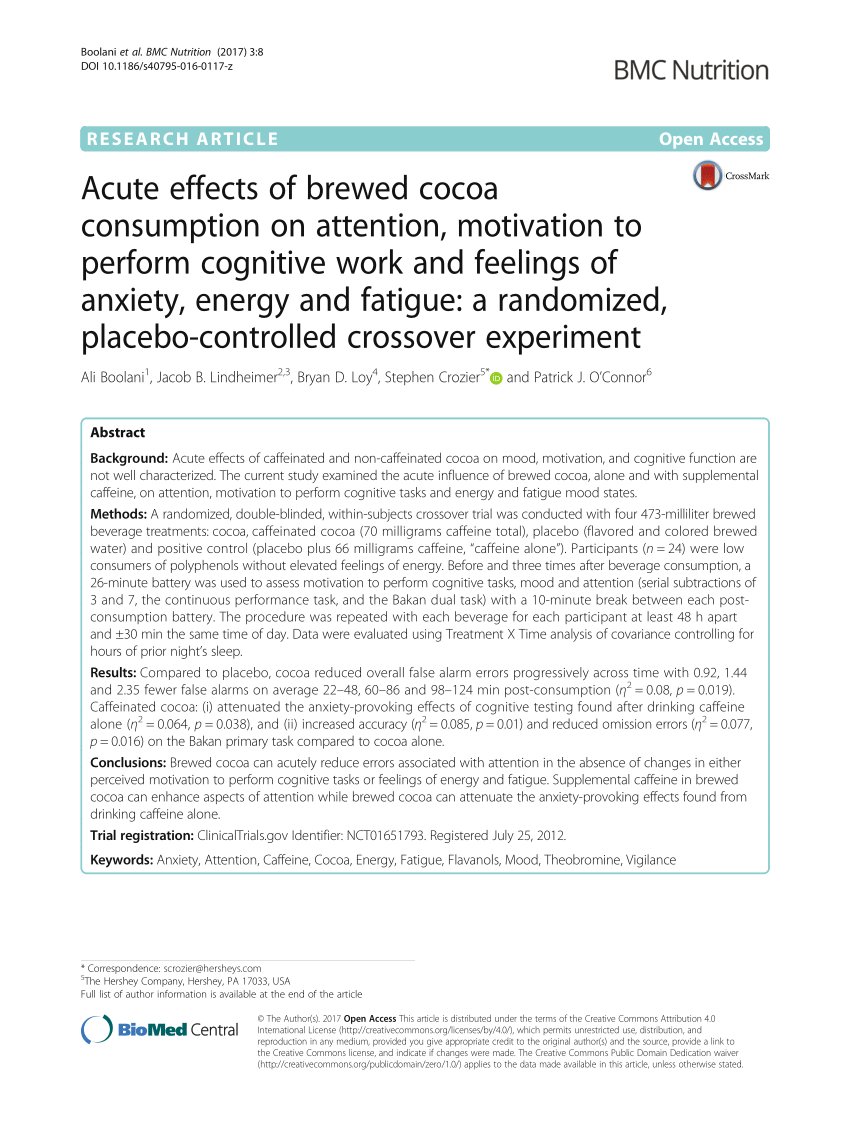PDF) Acute effects of brewed cocoa consumption