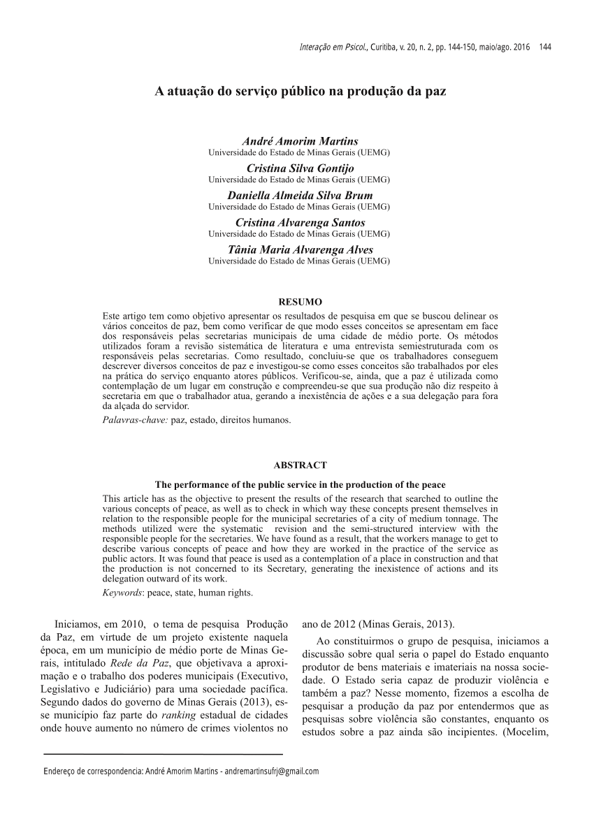 Pdf A Atuação Do Serviço Público Na Produção Da Paz 0073