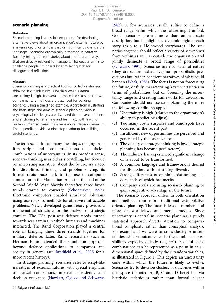 Pdf Scenario Planning