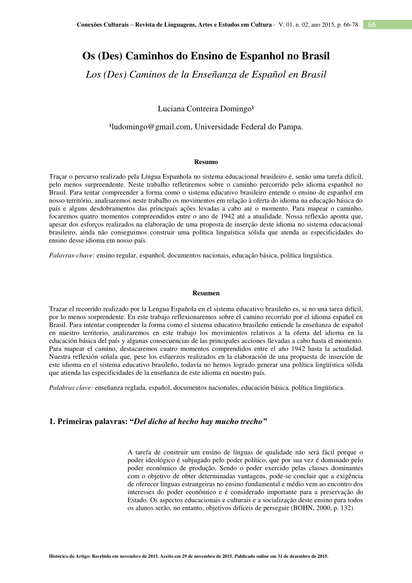 Adequação Curricular: da aula de espanhol como língua estrangeira ao Exame  Nacional do Ensino Médio.