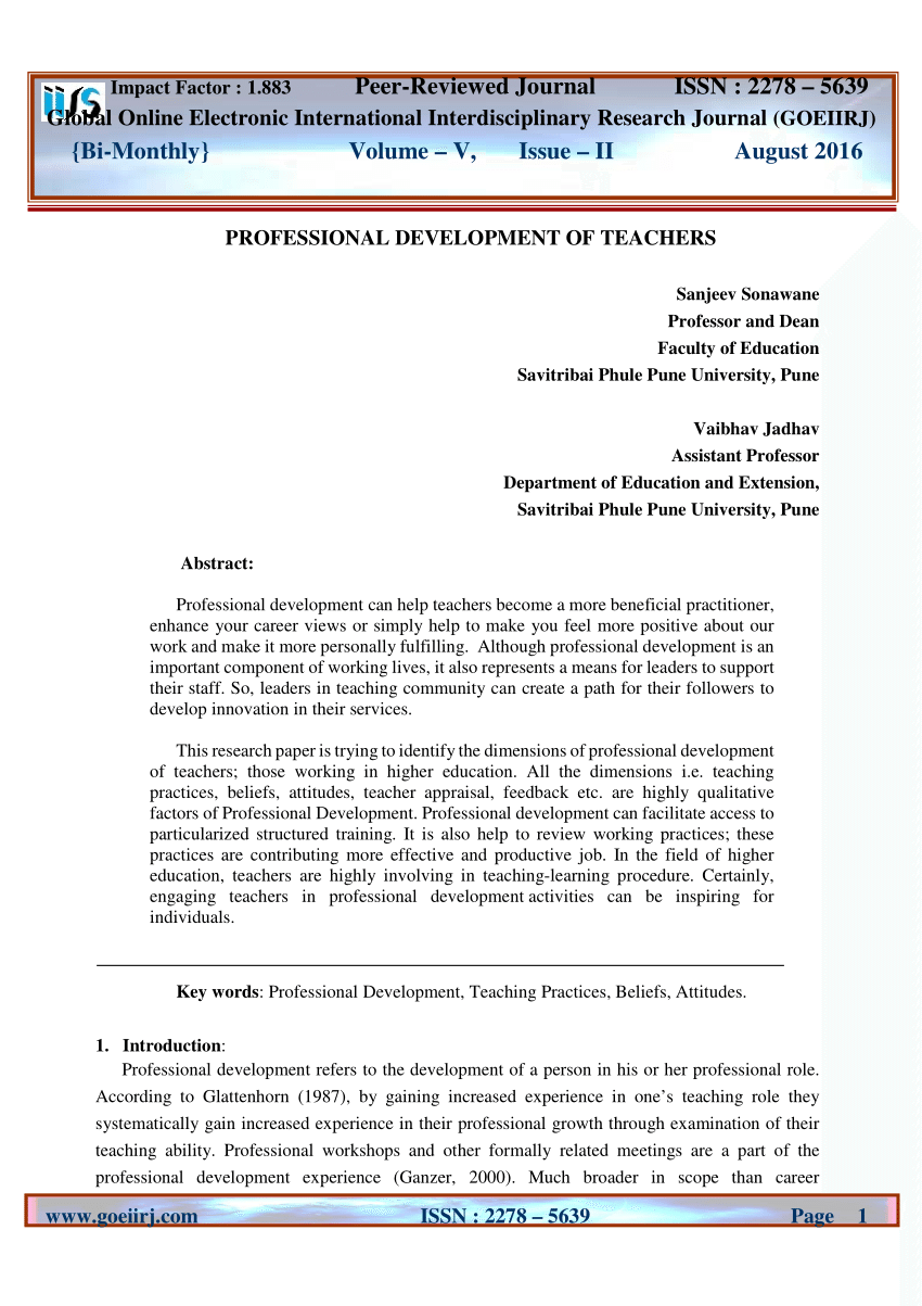 thesis about professional development of teachers