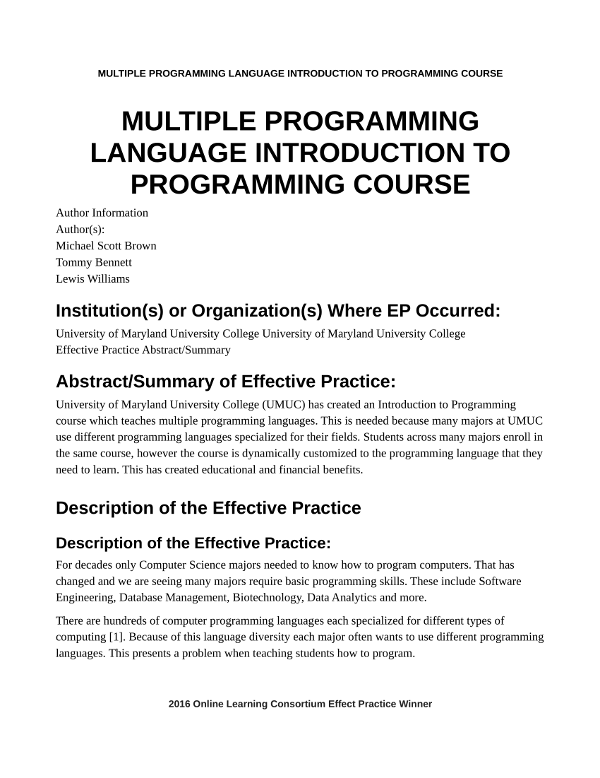 essay on programming language