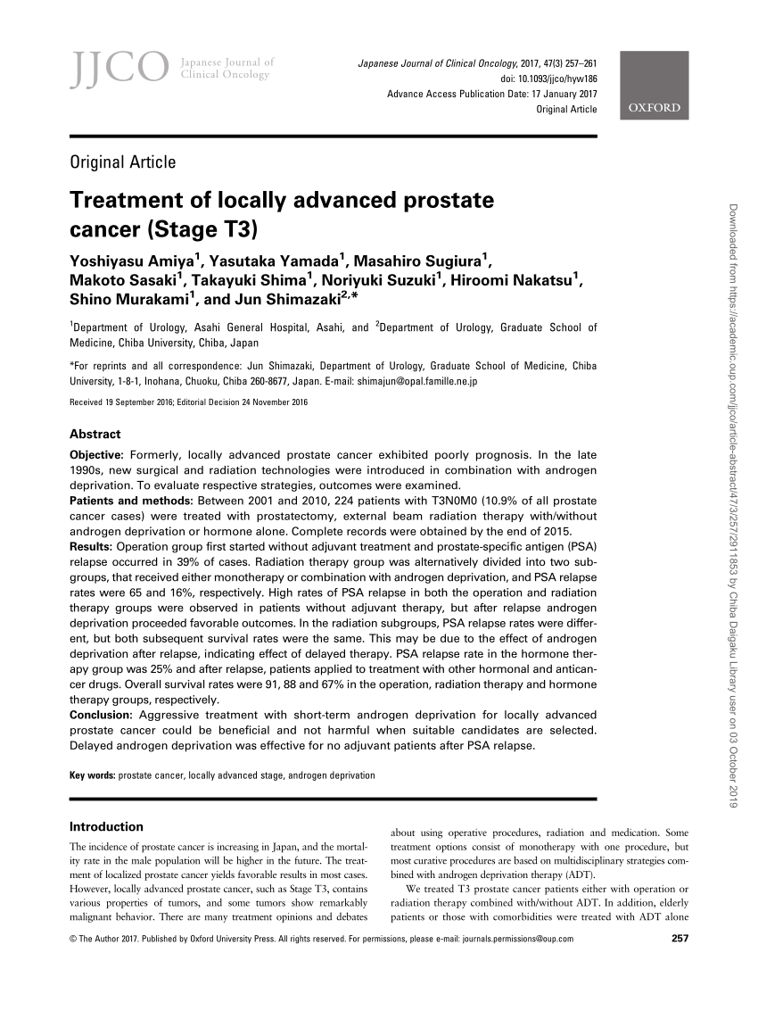 Pdf Treatment Of Locally Advanced Prostate Cancer Stage T3 8444
