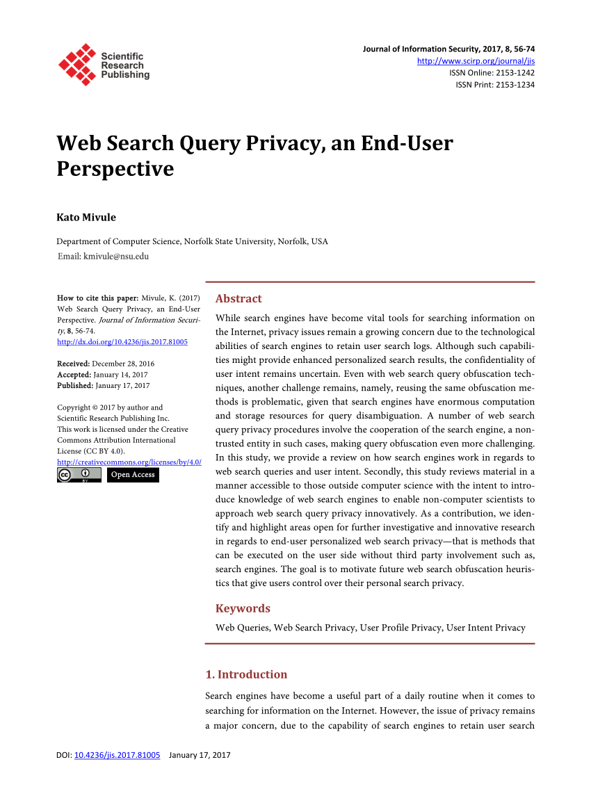 PDF) Web Search Query Privacy, an End-User Perspective
