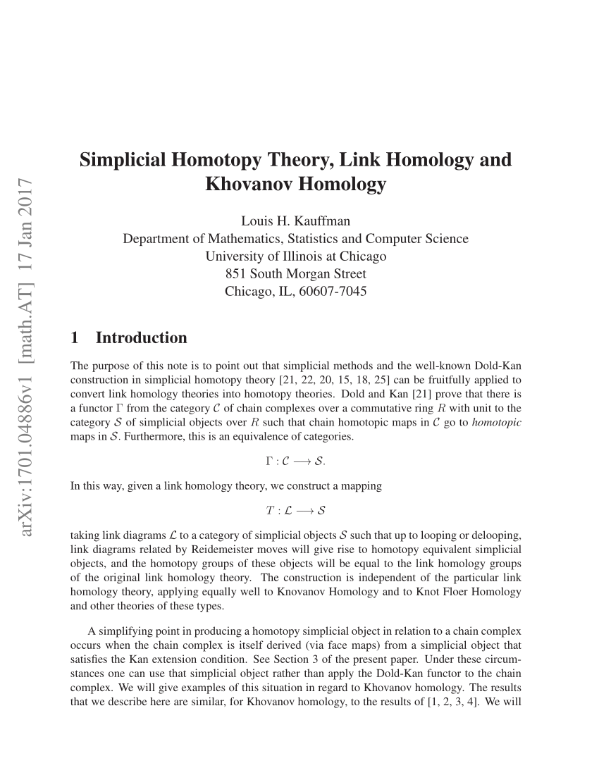 Pdf  Simplicial Homotopy Theory  Link Homology And
