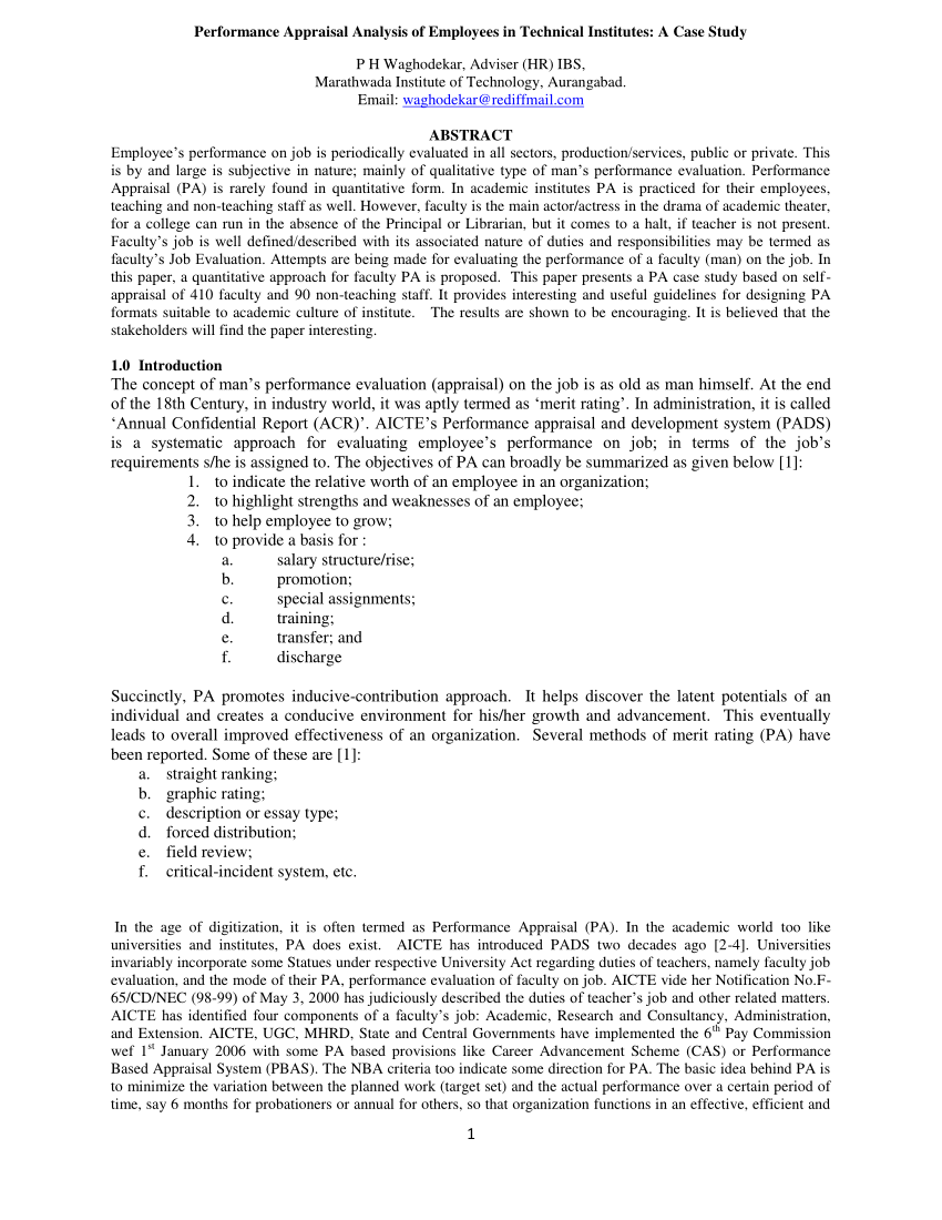 research proposal on performance appraisal pdf