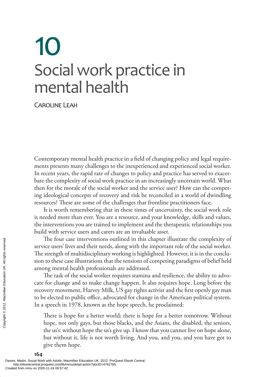 social work case study mental health