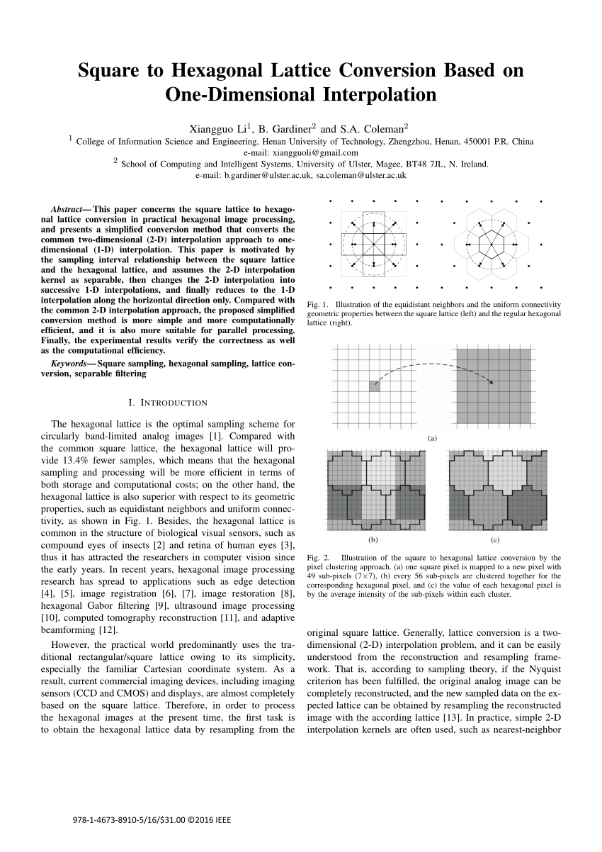 Pdf Square To Hexagonal Lattice Conversion Based On One - 