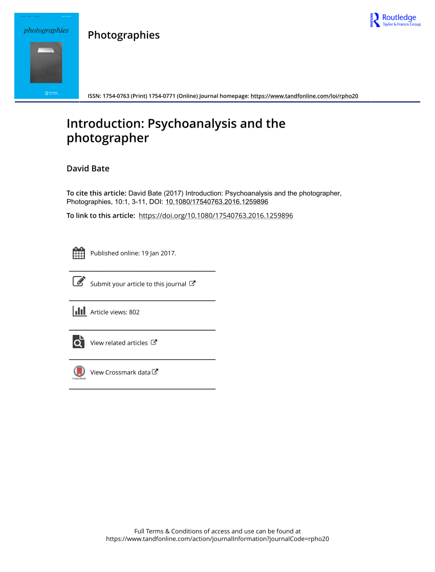 PDF) Introduction Psychoanalysis and the photographer